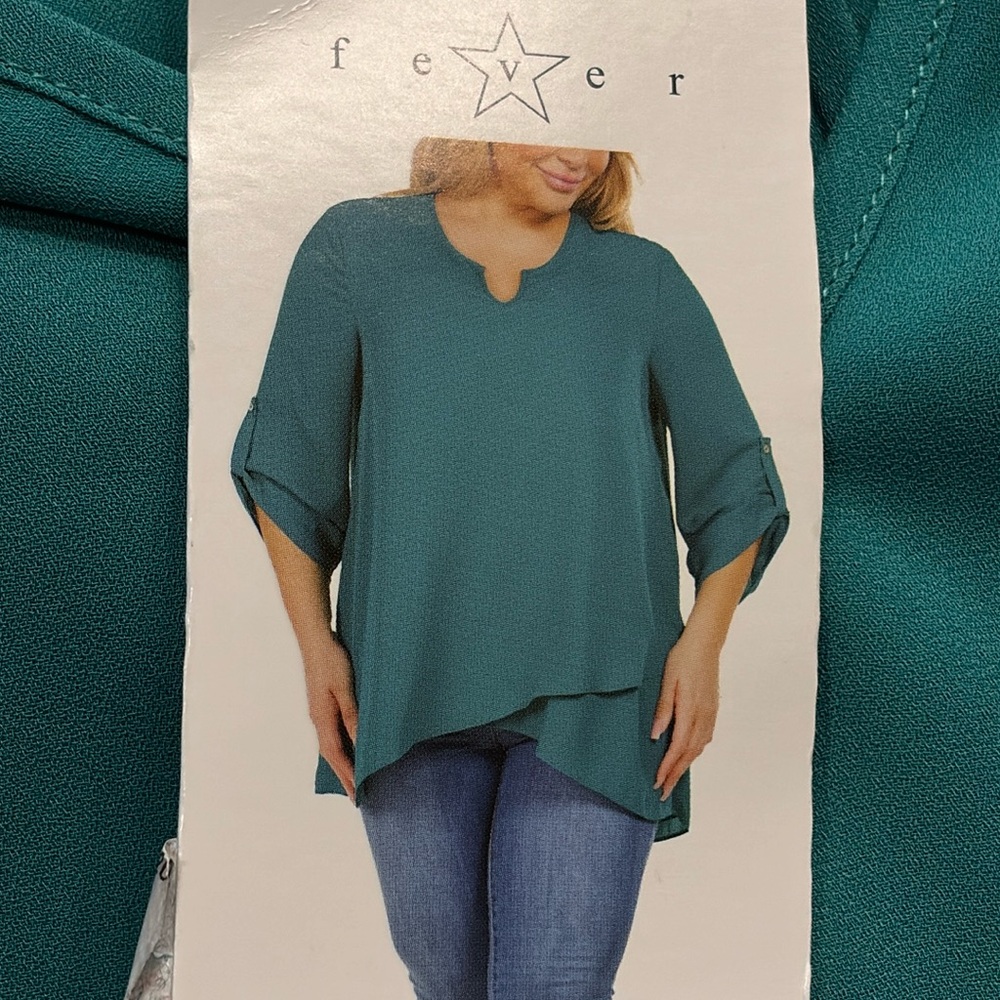 NWT Fever Teal Long Sleeved Blouse